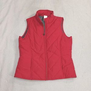 Dickies Women's Puffer Vest Jacket Red Winter Collar Pockets Size Medium